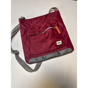 ROKA Crossbody Shoulder Bag Burgundy Maroon Gray Adjustable Strap Zippered